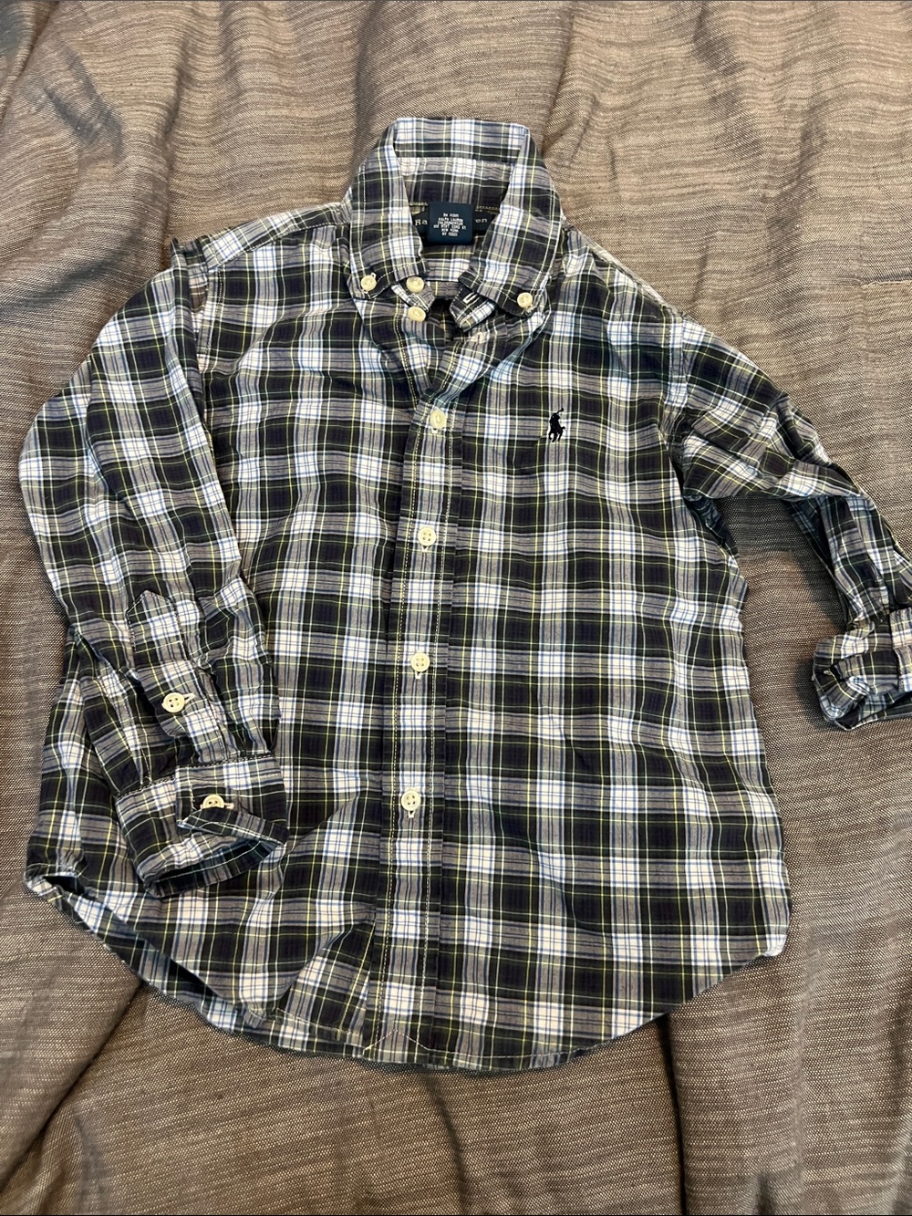 Polo by Ralph Lauren Button-Down Plaid Shirt - Black/White/Green